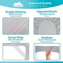 Load image into Gallery viewer, DREAMCARE - Bed Sheets Set - California King Size Sheet with Side Pocket - 4pcs Set, 15 inches, Light Gray