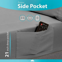 Load image into Gallery viewer, DREAMCARE - Bed Sheets Set - Twin XL Size Sheet with Side Pocket - 4pcs Set, 21 inches, Gray