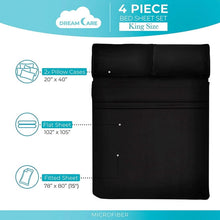 Load image into Gallery viewer, DREAMCARE - Bed Sheets Set - King Size Sheet with Side Pocket - 4pcs Set, 15 inches, Black
