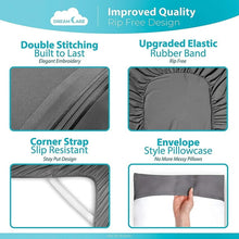 Load image into Gallery viewer, DREAMCARE - Bed Sheets Set - King Size Sheet with Side Pocket - 6pcs Set, 21 inches, Gray