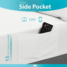 Load image into Gallery viewer, DREAMCARE - Bed Sheets Set - California King Size Sheet with Side Pocket - 4pcs Set, 15 inches, White