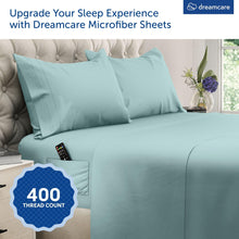 Load image into Gallery viewer, DREAMCARE - Bed Sheets Set - King Size Sheet with Side Pocket - 4pcs Set, 15 inches, Spa Blue