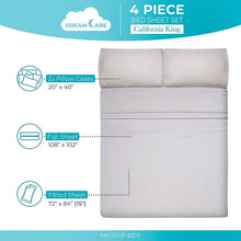 Load image into Gallery viewer, DREAMCARE - Bed Sheets Set - California King Size Sheet with Side Pocket - 4pcs Set, 15 inches, Light Gray
