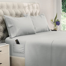 Load image into Gallery viewer, DREAMCARE - Bed Sheets Set - California King Size Sheet with Side Pocket - 4pcs Set, 15 inches, Light Gray