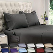 Load image into Gallery viewer, DREAMCARE - Bed Sheets Set - Queen Size Sheet with Side Pocket - 4pcs Set, 21 inches, Gray