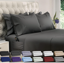 Load image into Gallery viewer, DREAMCARE King Size Sheets Set - 6 pcs Breathable Cooling Sheets King Size up to 21" Extra Deep Pocket King Sheet Set with Side Pockets - Extra Soft 100% Double Brushed Hotel Luxury Bedding - Gray