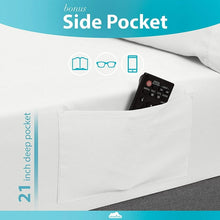 Load image into Gallery viewer, DREAMCARE - Bed Sheets Set - King Size Sheet with Side Pocket - 4pcs Set, 21 inches, White