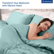 Load image into Gallery viewer, DREAMCARE - Bed Sheets Set - King Size Sheet with Side Pocket - 4pcs Set, 15 inches, Spa Blue