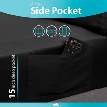 Load image into Gallery viewer, DREAMCARE - Bed Sheets Set - King Size Sheet with Side Pocket - 4pcs Set, 15 inches, Black