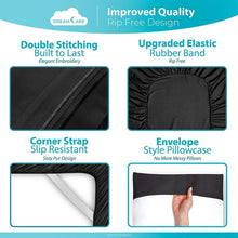 Load image into Gallery viewer, DREAMCARE - Bed Sheets Set - King Size Sheet with Side Pocket - 4pcs Set, 15 inches, Black