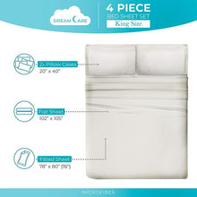 Load image into Gallery viewer, DREAMCARE - Bed Sheets Set - King Size Sheet with Side Pocket - 4pcs Set, 15 inches, Ivory