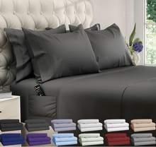 Load image into Gallery viewer, DREAMCARE Queen Sheets - 6 pcs Breathable Cooling Sheets Queen - up to 21" Extra Deep Pocket Queen Sheets Set with Side Pockets - Extra Soft - Queen Sheet Set - Hotel Luxury Queen Bed Sheets – Gray