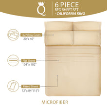Load image into Gallery viewer, 6 Piece California King Sheet Set Deep Pockets - California King Sheets Deep Pockets Cal King Sheets Deep Pocket Sheets Cal King Sheet Set Cal King Bed Sheets California King Bed Sheets Beige