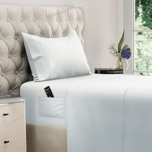 Load image into Gallery viewer, DREAMCARE - Bed Sheets Set - Twin Size Sheet with Side Pocket - 3pcs Set, 15 inches, White