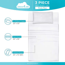 Load image into Gallery viewer, DREAMCARE - Bed Sheets Set - Twin Size Sheet with Side Pocket - 3pcs Set, 15 inches, White