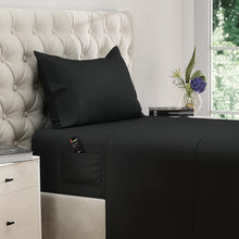 Load image into Gallery viewer, DREAMCARE Twin Sheets - 3 PCS Set - up to 15 inches - 2500 Supreme Collection - Superior Softness - Hotel Luxury Sheets & Pillowcases Set - Wrinkle and Fade Resistant (Twin, Black)