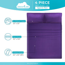 Load image into Gallery viewer, DREAMCARE Queen Bed Sheets - 4 PCS Set - up to 15 inches - 2500 Supreme Collection - Superior Softness - Hotel Luxury Sheets & Pillowcases Set - Wrinkle and Fade Resistant (Queen, Purple)