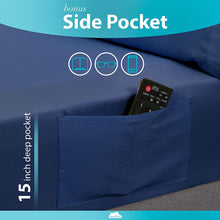 Load image into Gallery viewer, DREAMCARE deep Pocket Queen Sheets - 6 PCS Set - up to 15 inches - 2500 Supreme Collection - Superior Softness - Hotel Luxury Sheets & Pillowcases Set - Wrinkle and Fade Resistant (Queen, Navy Blue)