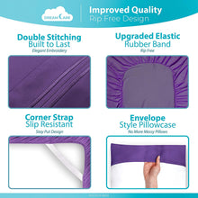 Load image into Gallery viewer, DREAMCARE Queen Bed Sheets - 4 PCS Set - up to 15 inches - 2500 Supreme Collection - Superior Softness - Hotel Luxury Sheets & Pillowcases Set - Wrinkle and Fade Resistant (Queen, Purple)