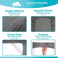 Load image into Gallery viewer, DREAMCARE - Bed Sheets Set - King Size Sheet with Side Pocket - 4pcs Set, 15 inches, Gray