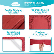 Load image into Gallery viewer, DREAMCARE - Bed Sheets Set - King Size Sheet with Side Pocket - 4pcs Set, 21 inches, Burgundy