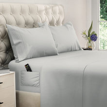 Load image into Gallery viewer, DREAMCARE - Bed Sheets Set - Queen Size Sheet with Side Pocket - 4pcs Set, 21 inches, Light Gray