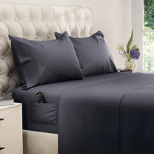Load image into Gallery viewer, DREAMCARE - Bed Sheets Set - King Size Sheet with Side Pocket - 4pcs Set, 21 inches, Dark Gray
