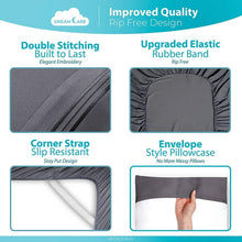 Load image into Gallery viewer, DREAMCARE - Bed Sheets Set - California King Size Sheet with Side Pocket - 4pcs Set, 15 inches, Dark Gray
