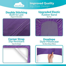 Load image into Gallery viewer, DREAMCARE - Bed Sheets Set - Queen Size Sheet with Side Pocket - 4pcs Set, 15 inches, Purple
