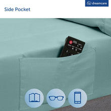 Load image into Gallery viewer, DREAMCARE - Bed Sheets Set - King Size Sheet with Side Pocket - 4pcs Set, 15 inches, Spa Blue
