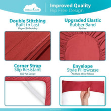 Load image into Gallery viewer, DREAMCARE - Bed Sheets Set - King Size Sheet with Side Pocket - 4pcs Set, 15 inches, Burgundy
