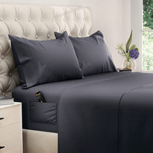 Load image into Gallery viewer, DREAMCARE - Bed Sheets Set - California King Size Sheet with Side Pocket - 4pcs Set, 15 inches, Dark Gray

