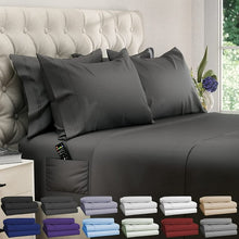 Load image into Gallery viewer, DREAMCARE - Bed Sheets Set - King Size Sheet with Side Pocket - 6pcs Set, 21 inches, Gray
