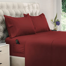 Load image into Gallery viewer, DREAMCARE - Bed Sheets Set - King Size Sheet with Side Pocket - 4pcs Set, 15 inches, Burgundy
