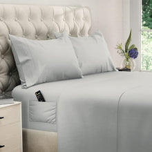 Load image into Gallery viewer, DREAMCARE - Bed Sheets Set - King Size Sheet with Side Pocket - 4pcs Set, 21 inches, Light Gray

