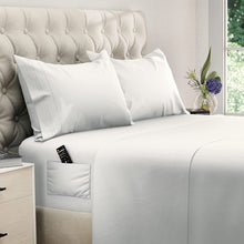 Load image into Gallery viewer, DREAMCARE - Bed Sheets Set - King Size Sheet with Side Pocket - 4pcs Set, 21 inches, White

