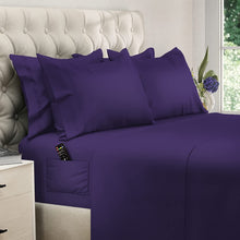 Load image into Gallery viewer, DREAMCARE - Bed Sheets Set - King Size Sheet with Side Pocket - 6pcs Set, 15 inches, Purple
