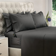 Load image into Gallery viewer, DREAMCARE - Bed Sheets Set - Queen Size Sheet with Side Pocket - 6pcs Set, 15 inches, Gray
