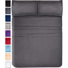 Load image into Gallery viewer, DREAMCARE - Bed Sheets Set - King Size Sheet with Side Pocket - 4pcs Set, 21 inches - Gray
