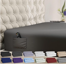 Load image into Gallery viewer, DREAMCARE Queen Fitted Sheet - Extra Deep Pocket Fitted Sheet - Fits up to 21 inch Mattress - Deep Pocket Queen Sheets - Hotel Luxury - Oeko-Tex Certified Sheets - 1 Fitted Sheet Only (Grey, Queen)
