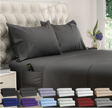 Load image into Gallery viewer, DREAMCARE California King Sheet Sets - California King - Gray Cooling Sheets - up to 15" Deep California King Sheets with Side Pockets - Extra Soft - Hotel Luxury Bed Sheets
