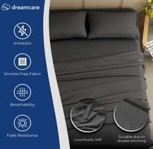 Load image into Gallery viewer, DREAMCARE California King Sheet Sets - California King - Gray Cooling Sheets - up to 15" Deep California King Sheets with Side Pockets - Extra Soft - Hotel Luxury Bed Sheets

