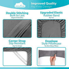 Load image into Gallery viewer, DREAMCARE - Bed Sheets Set - California King Size Sheet with Side Pocket - 4pcs Set, 21 inches, Gray

