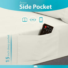 Load image into Gallery viewer, DREAMCARE - Bed Sheets Set - King Size Sheet with Side Pocket - 4pcs Set, 15 inches, Ivory
