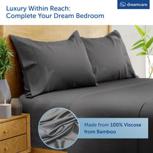 Load image into Gallery viewer, DREAMCARE 100% Rayon Bamboo Sheets Queen Size - 4pc Cooling Sheets Queen Cooling Bed Sheets for Hot Sleepers, Breathable Queen Size Sheets Set , upto to Ultra Soft 16" Deep Pocket - Gray
