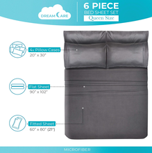 Load image into Gallery viewer, DREAMCARE Queen Sheets - 6 pcs Breathable Cooling Sheets Queen - up to 21" Extra Deep Pocket Queen Sheets Set with Side Pockets - Extra Soft - Queen Sheet Set - Hotel Luxury Queen Bed Sheets – Gray
