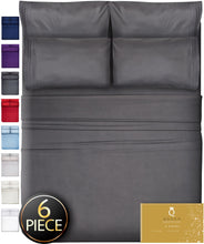 Load image into Gallery viewer, 6 Piece Queen Sheets Bed Sheets Queen Size - Sheets Queen Size Sheets Queen Bed Sheets Queen Sheet Set Queen Size 6 Piece Deep Pocket Queen Sheets Microfiber Sheets Queen Bedding Sets Sheet Gray

