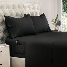 Load image into Gallery viewer, DREAMCARE - Bed Sheets Set - King Size Sheet with Side Pocket - 6pcs Set, 15 inches, Black
