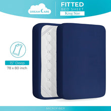 Load image into Gallery viewer, Fitted Sheet Deep Pocket Fitted Sheet Only Deep Pocket Bed Sheet Fitted Sheet King Size, Navy Blue
