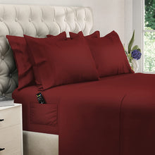 Load image into Gallery viewer, DREAMCARE - Bed Sheets Set - King Size Sheet with Side Pocket - 6pcs Set, 21 inches, Burgundy
